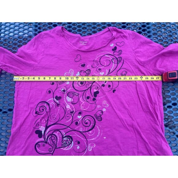 Catherine's hot pink scoop neck hearts swirls tshirt 2X boho hippie colorful - Picture 7 of 8